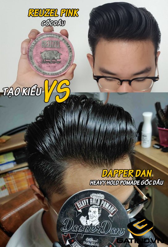 Hình ảnh tạo kiểu với Reuzel Pink Pomade và Dapper Dan Heavy Hold Pomade