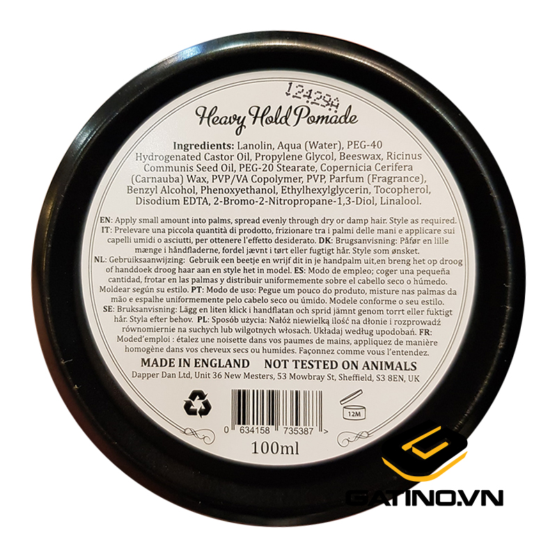 Thông tin về sáp Dapper Dan Heavy Hold Pomade gốc dầu