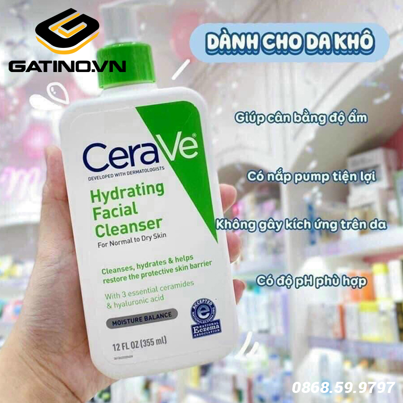 Sữa rửa mặt nam da khô Cerave Hydrating Facial Cleanser